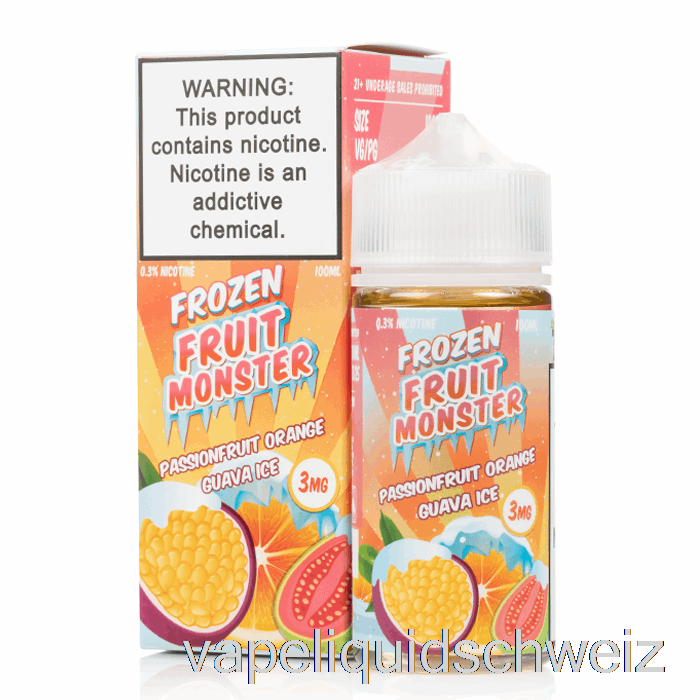 Eis Passionsfrucht Orange Guave – Frozen Fruit Monster – 100 Ml 0 Mg Vape Liquid E-Liquid Schweiz